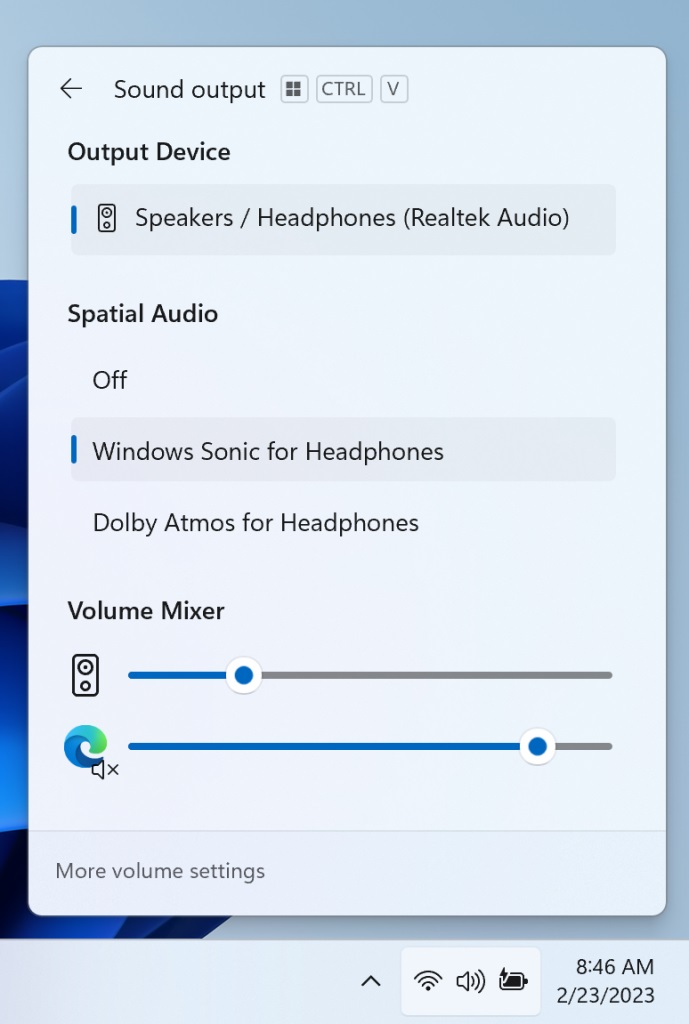 Windows 11 Insider Preview Dev 23493 - Mixer volume