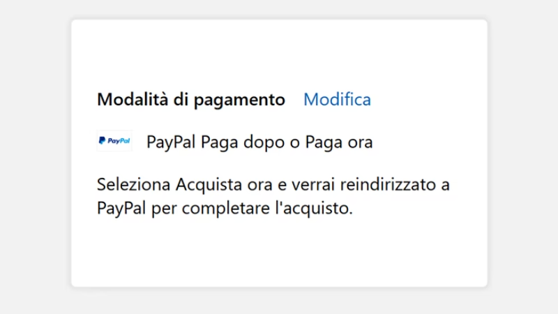 PayPal Paga in 3 rate sul Microsoft Store