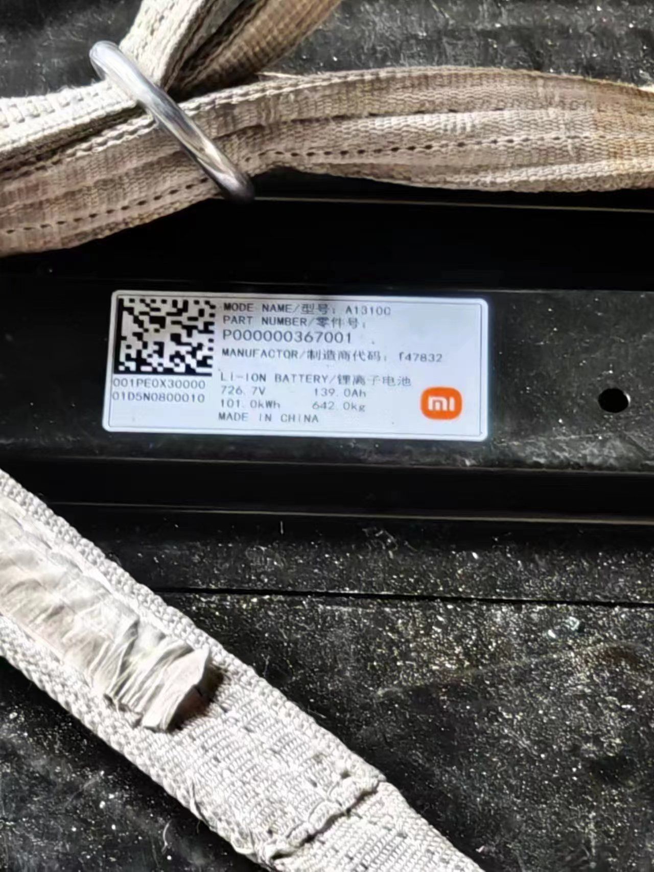 presunta etichetta batteria auto xiaomi