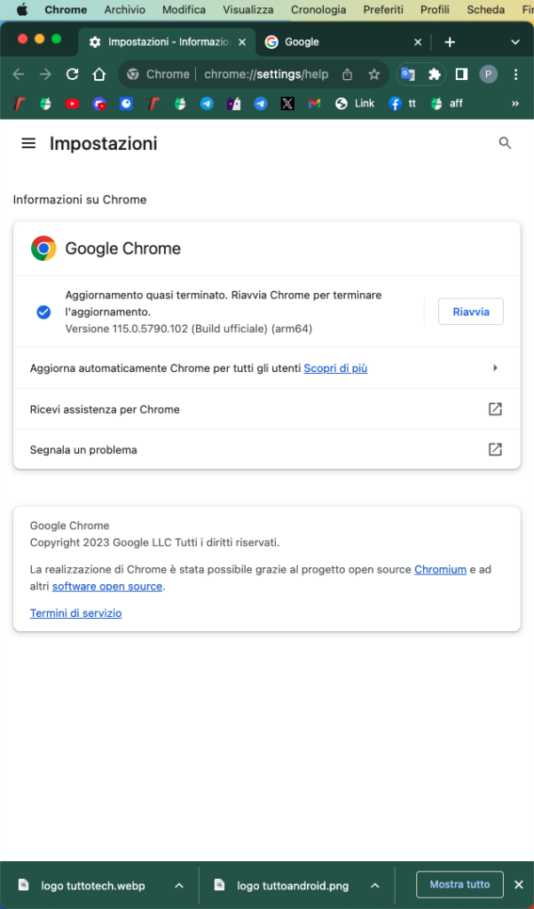 Google Chrome barra dei download vecchia