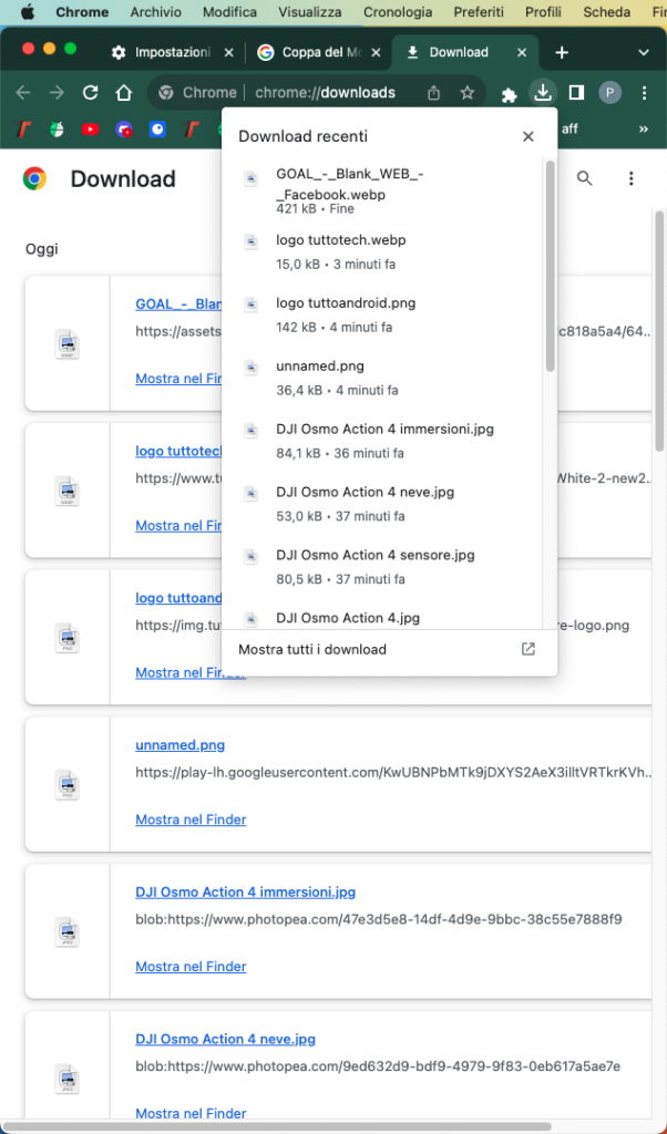 Google Chrome finestra nuova dei download