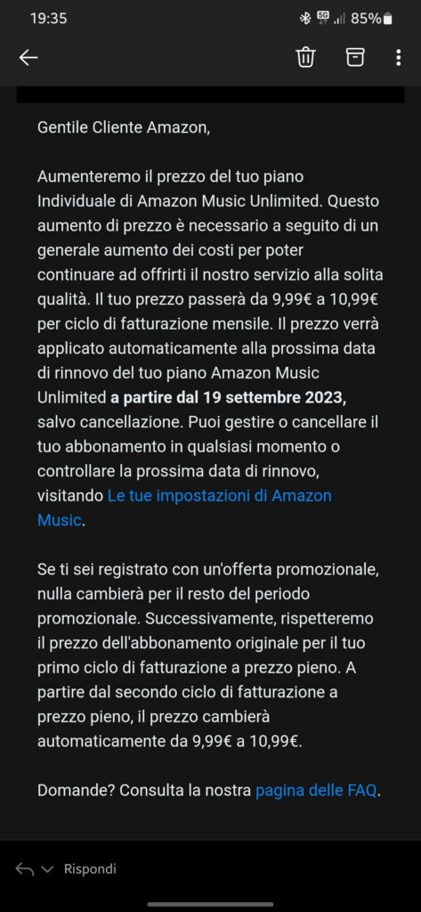 Amazon Music Unlimited costerà di più da settembre, anche in Italia 1