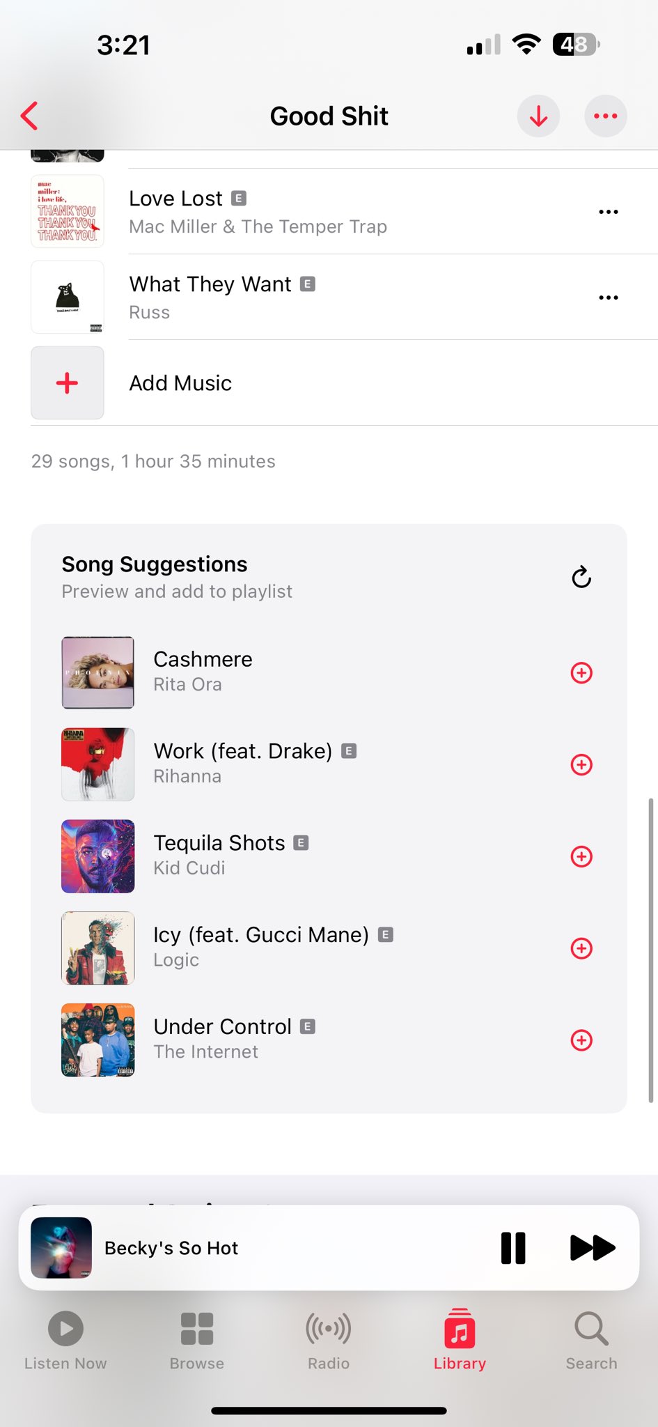 iOS 17.1 DB1 - Apple Music suggerimenti playlist