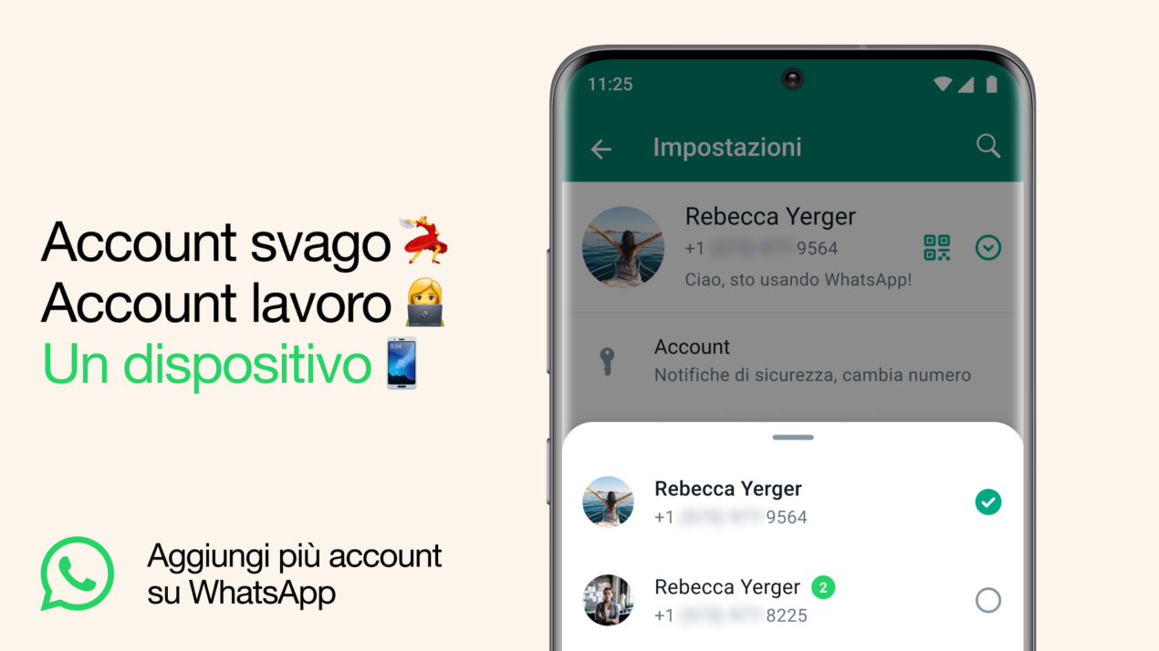 WhatsApp annuncia il multi-account per usare due numeri simultaneamente