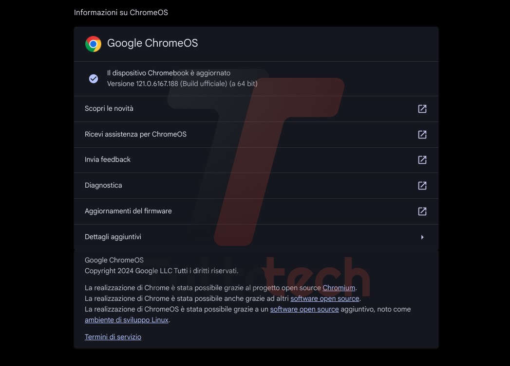 ChromeOS 121 aggiornamento