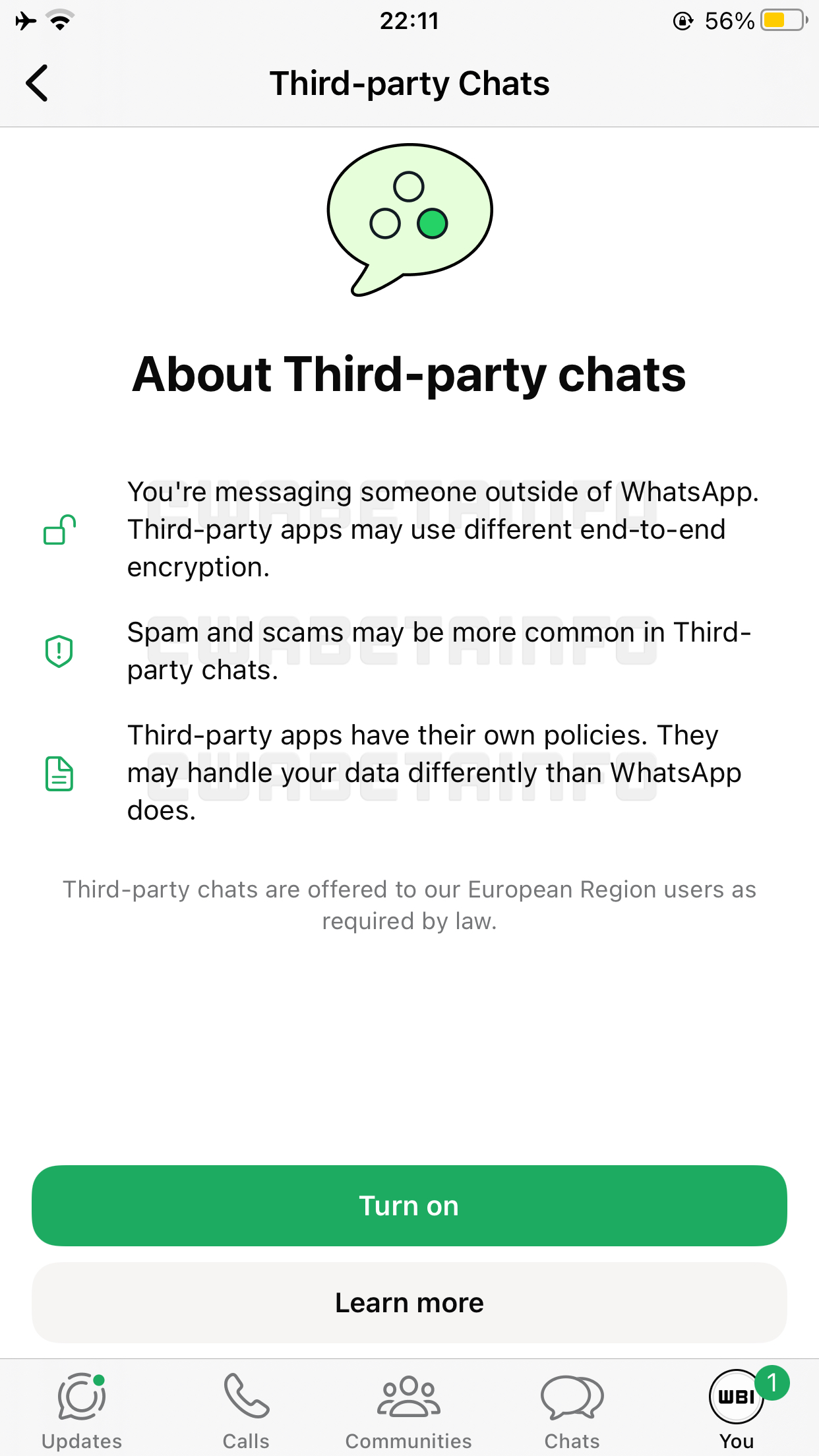 WhatsApp ios interoperabilità chat