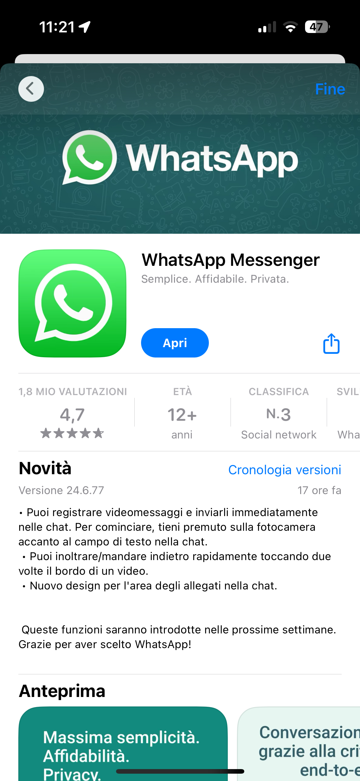 WhatsApp iOS novità