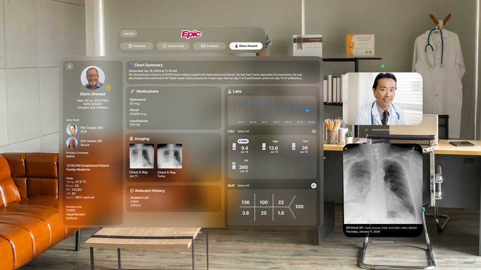 Apple Vision Pro app mediche Epic Spatial Computing Concept