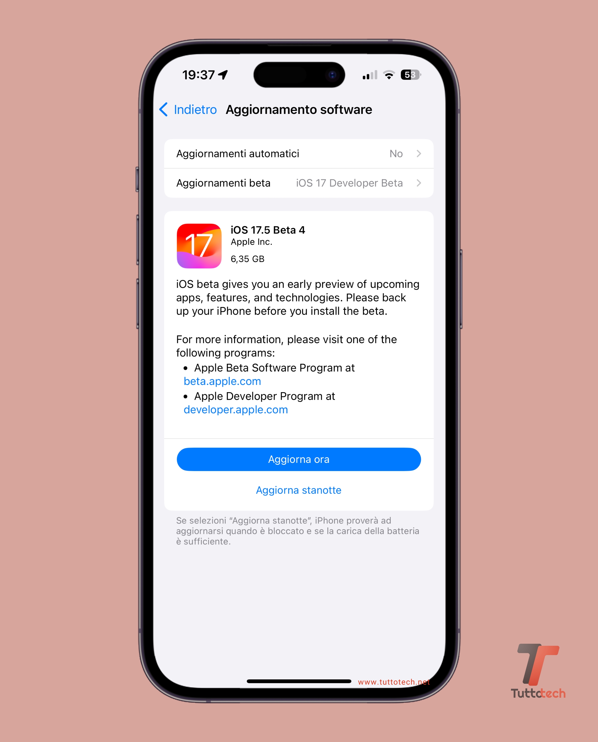 Apple iOS 17.5 DB4 on iPhone 14 Pro