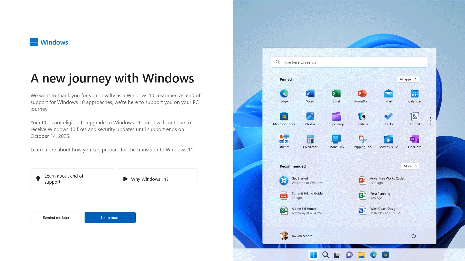 Microsoft messaggio a schermo intero per aggiornare Windows 10