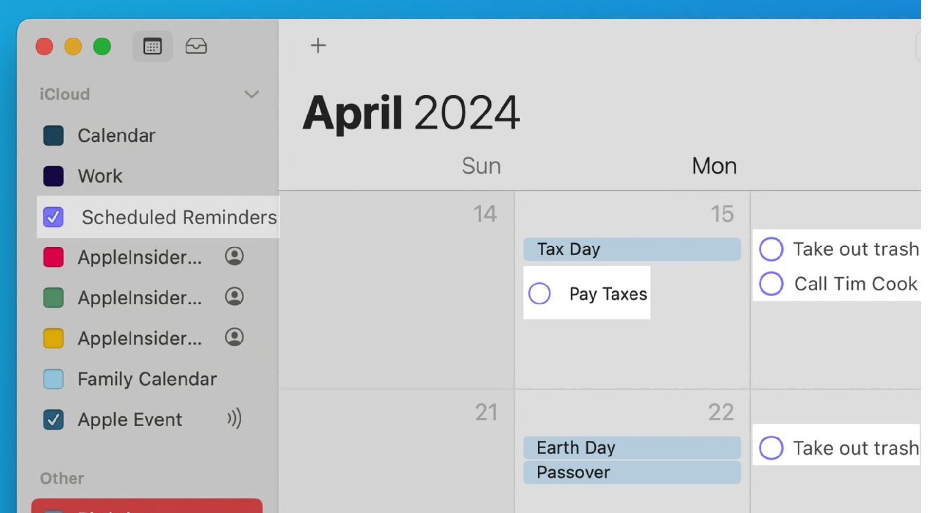 Il nuovo interfaccia di Calendar