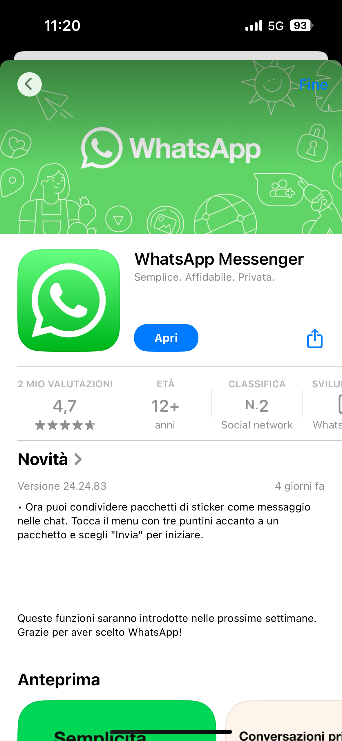 WhatsApp ios iphone condivisione pacchetti adesivi