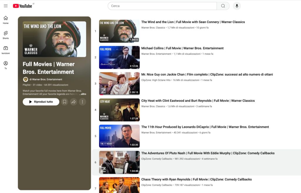 film gratis YouTube Warner Bros