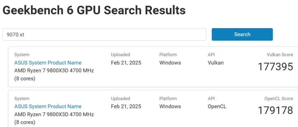 radeon rx 9070 xt gekkbench