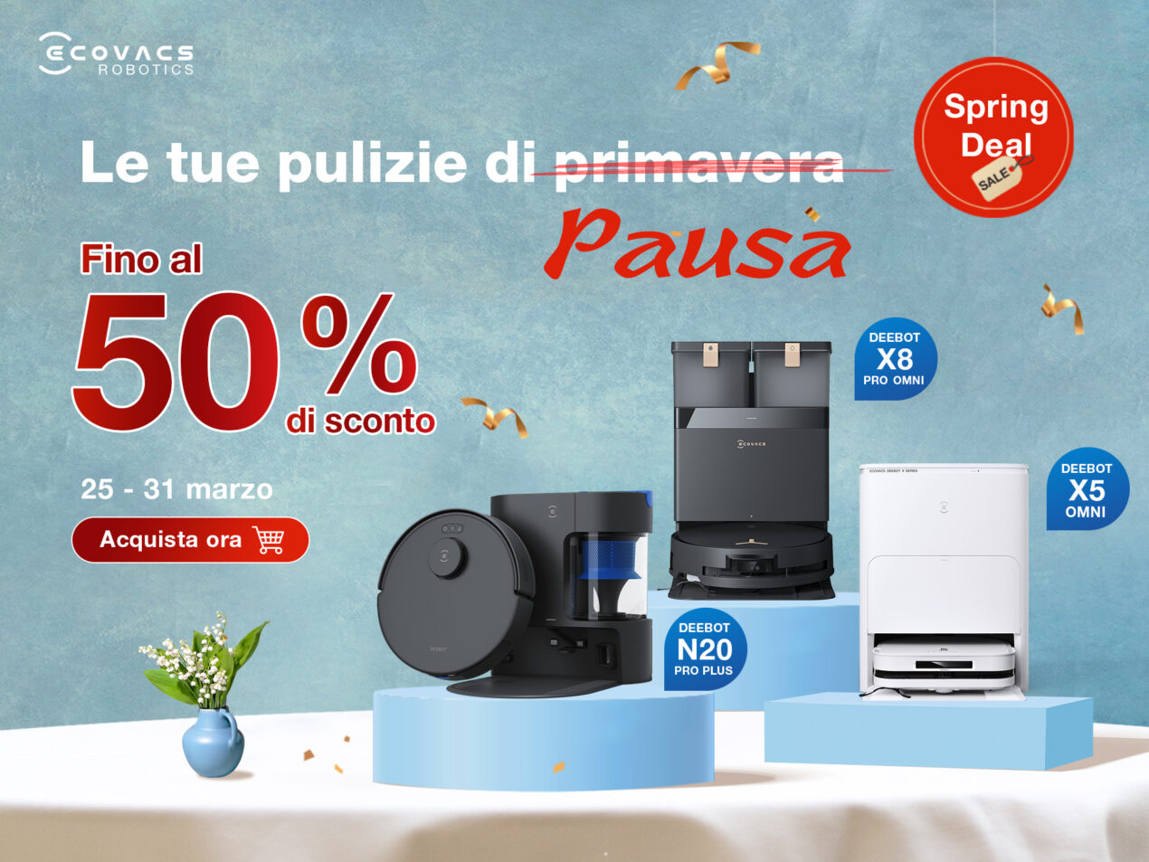 Sconti fino al 50% per la Festa delle Offerte di Primavera di ECOVACS