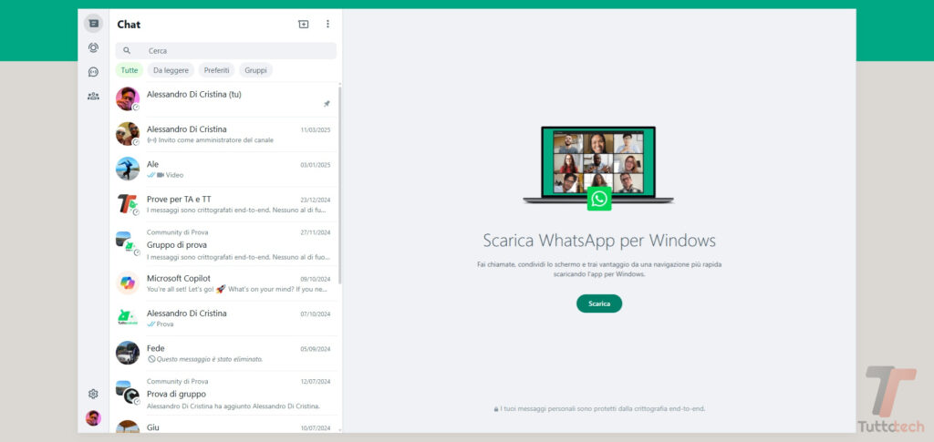 WhatsApp Web - Vecchia interfaccia marzo 2025