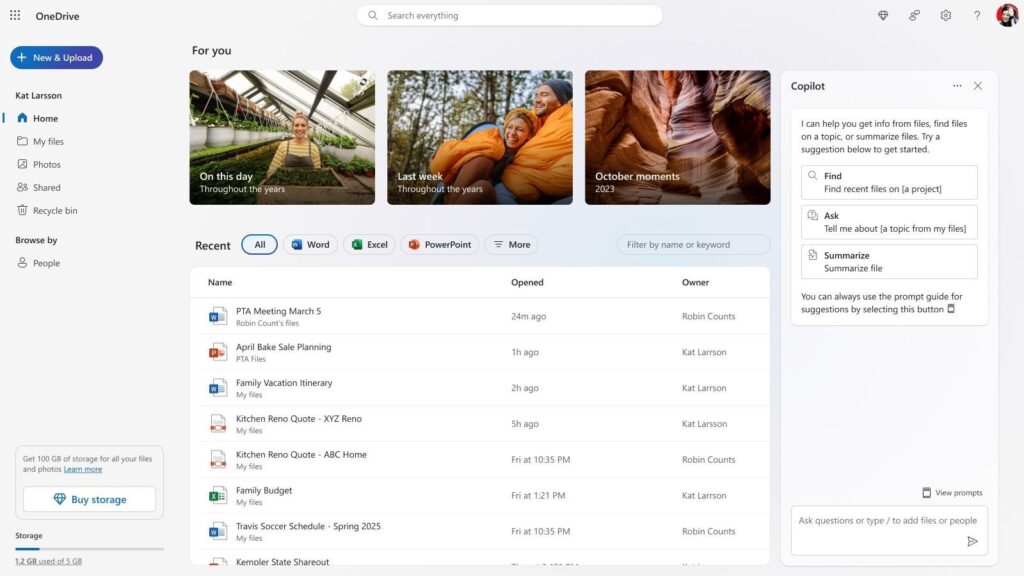 microsoft 365 copilot onedrive