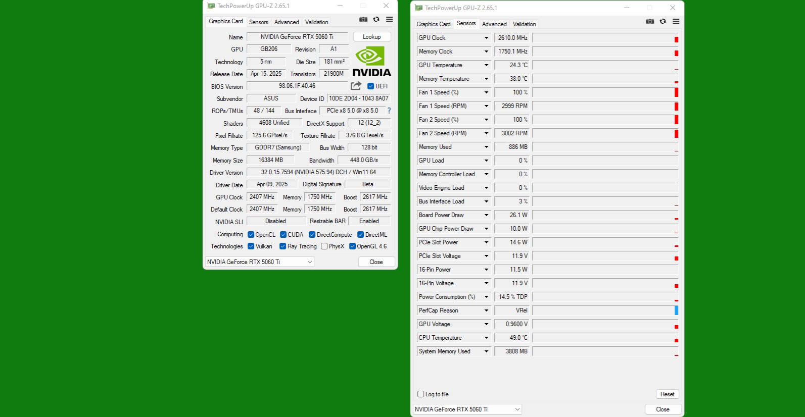 ASUS Prime GeForce RTX 5060 Ti OC gpu-z