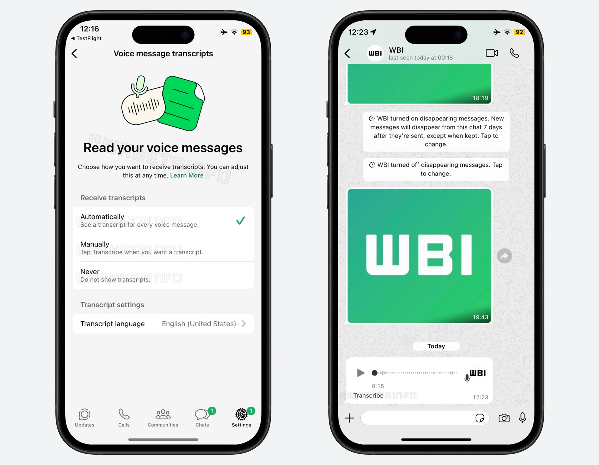 WhatsApp Beta per iOS v25.12.10.70 - Impostazioni trascrizione messaggi vocali