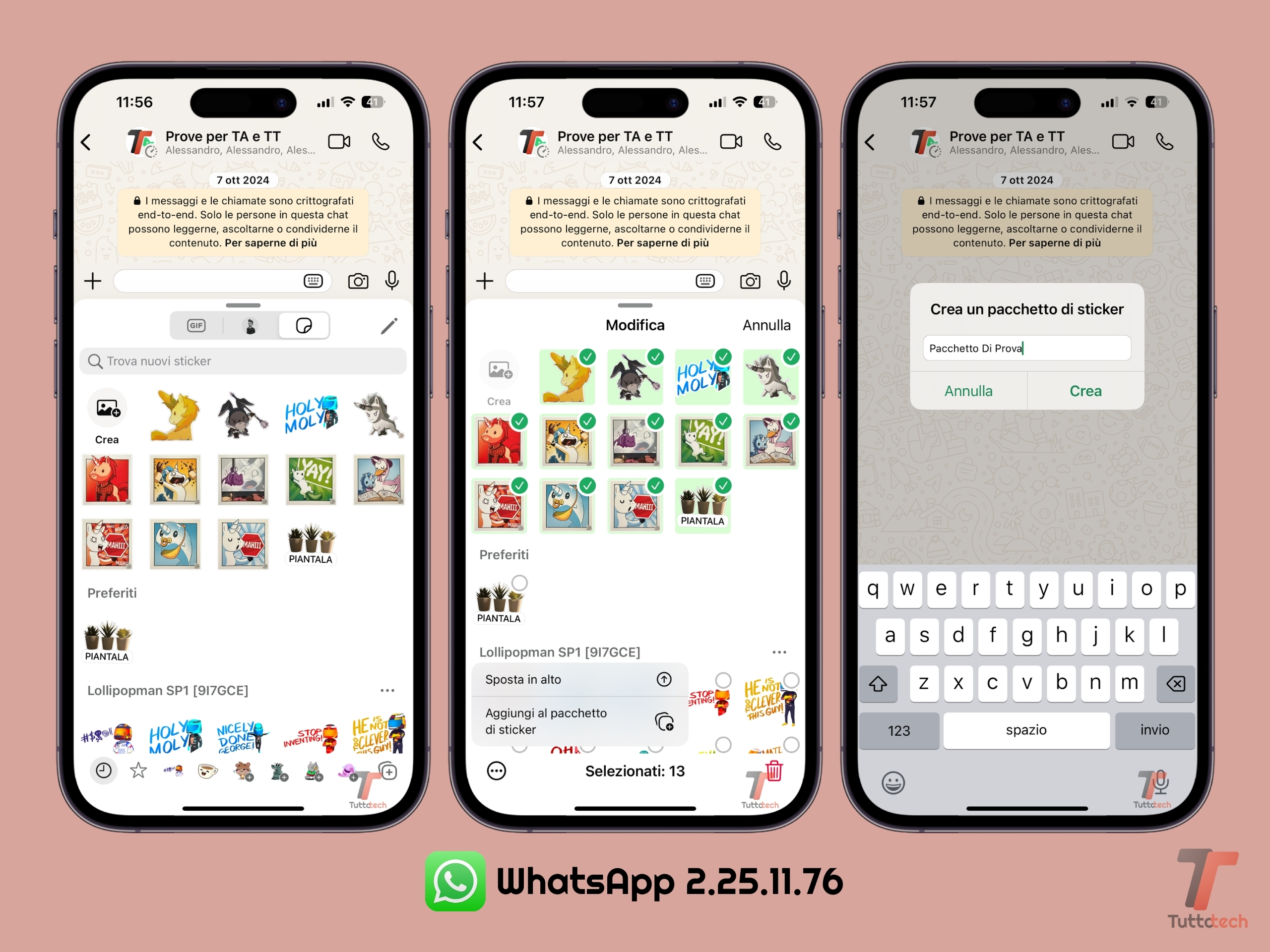 WhatsApp per iOS 2.25.11.76 - pacchetti sticker personalizzati