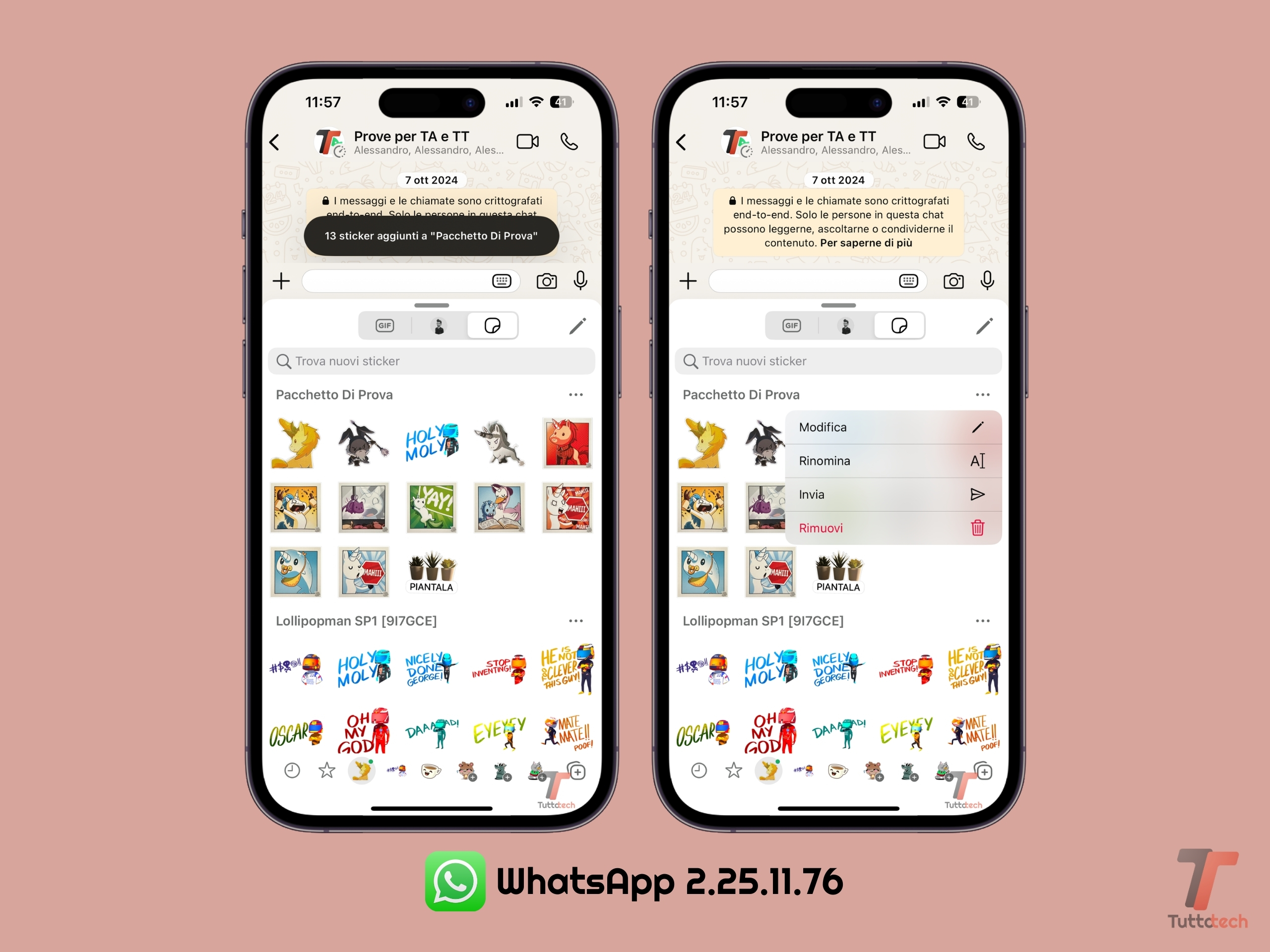 WhatsApp per iOS 2.25.11.76 - pacchetti sticker personalizzati