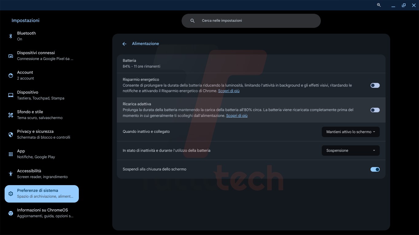 chromeos 135 ricarica adattiva