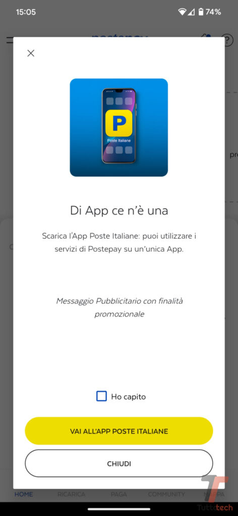 Postepay avviso dismissione