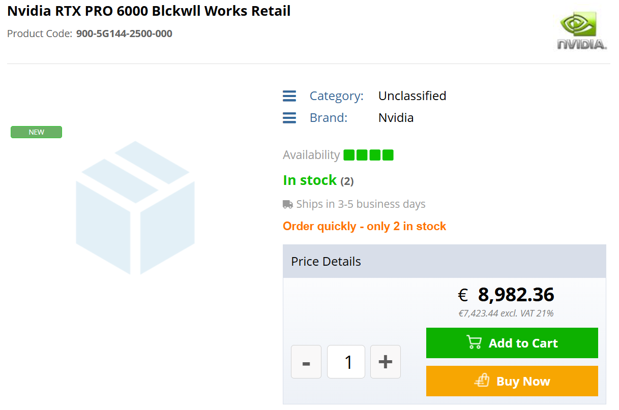 NVIDIA RTX Pro 6000 Blackwell è disponibile, ma costa la bellezza di 9.000 euro 10