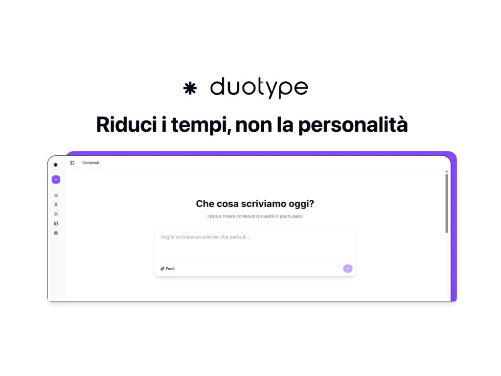 Nasce DuoType: la prima piattaforma AI italiana che supporta i Content Creator (senza sostituirli) 3