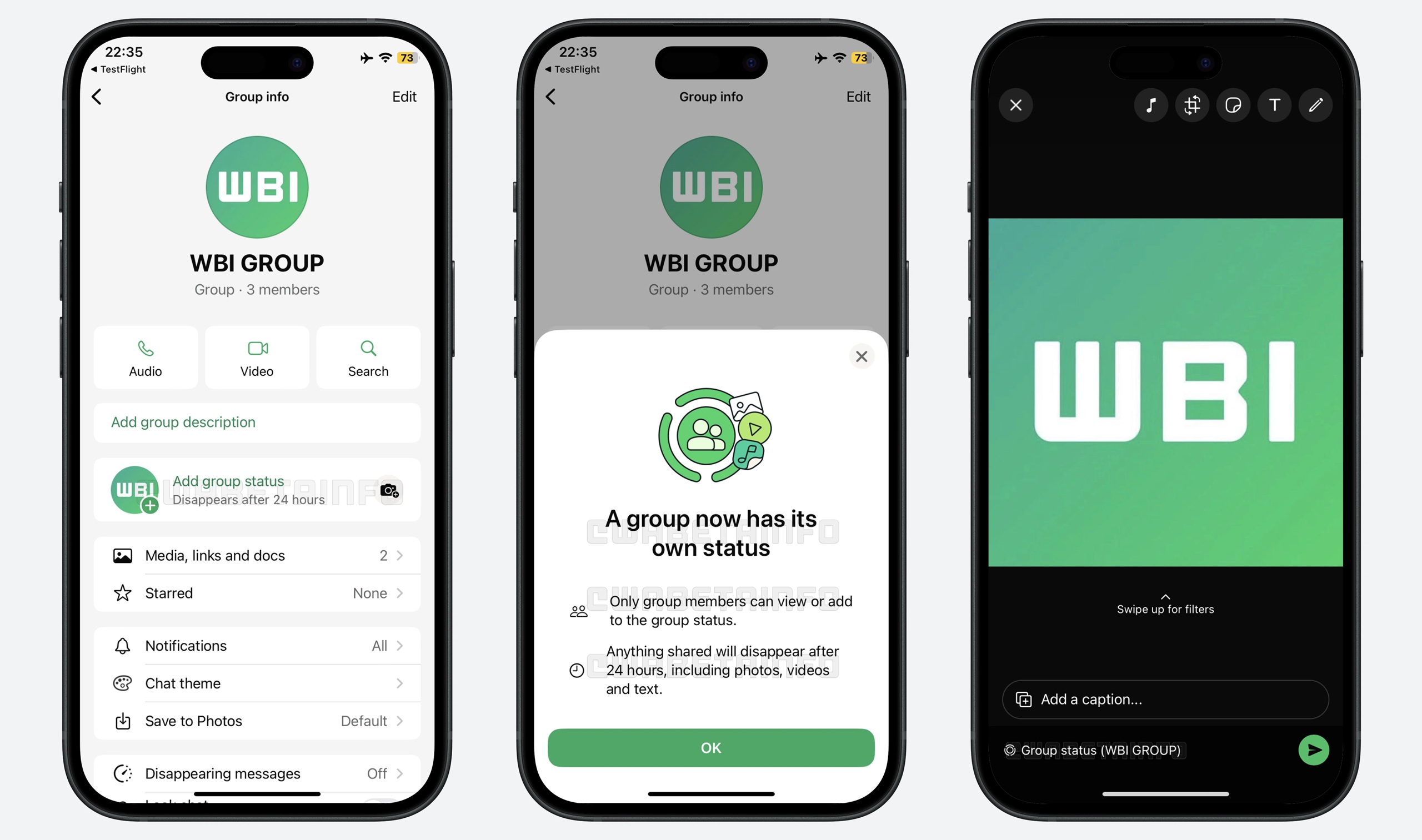 WhatsApp Beta per iOS v25.19.10.76 - Aggiornamenti di stato nei gruppi WBI