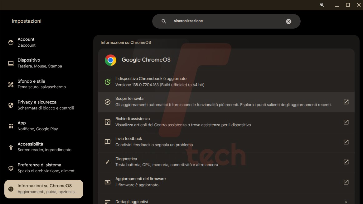 chromeos 138 aggiornamento