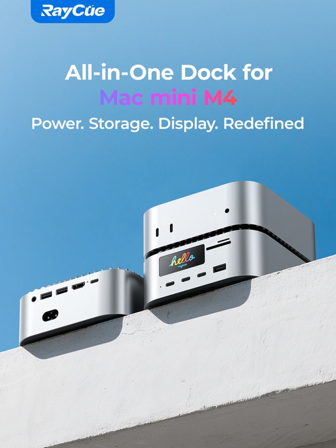 RayCue lancia la docking station definitiva con display integrato per Mac Mini 4