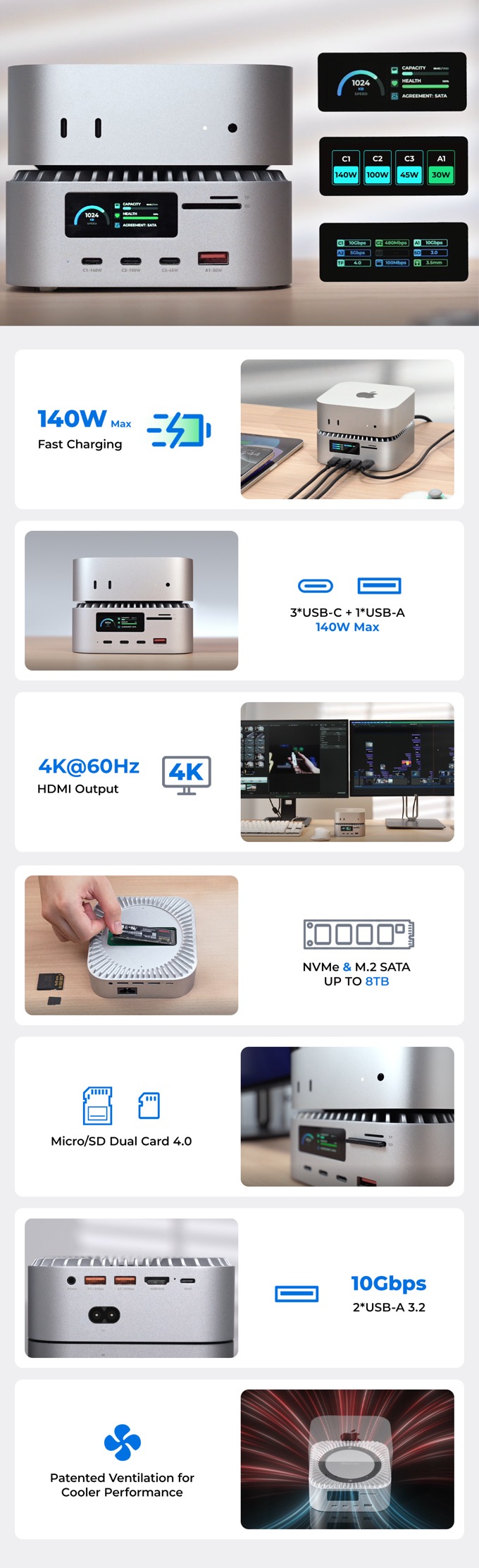 RayCue lancia la docking station definitiva con display integrato per Mac Mini 6