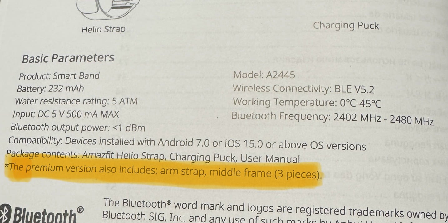 Amazfit Helio Strap Premium libretto versione base