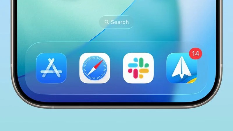 Apple iOS 26 DB5 - Dock più ampio