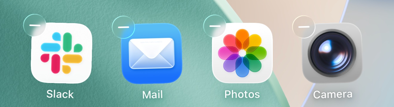 Apple iOS 26 DB5 - Schermata iniziale - Liquid Glass tasto meno