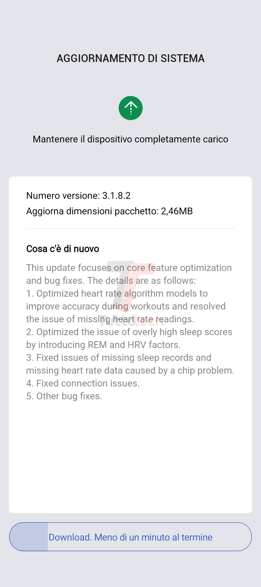 Amazfit Helio Strap aggiornamento