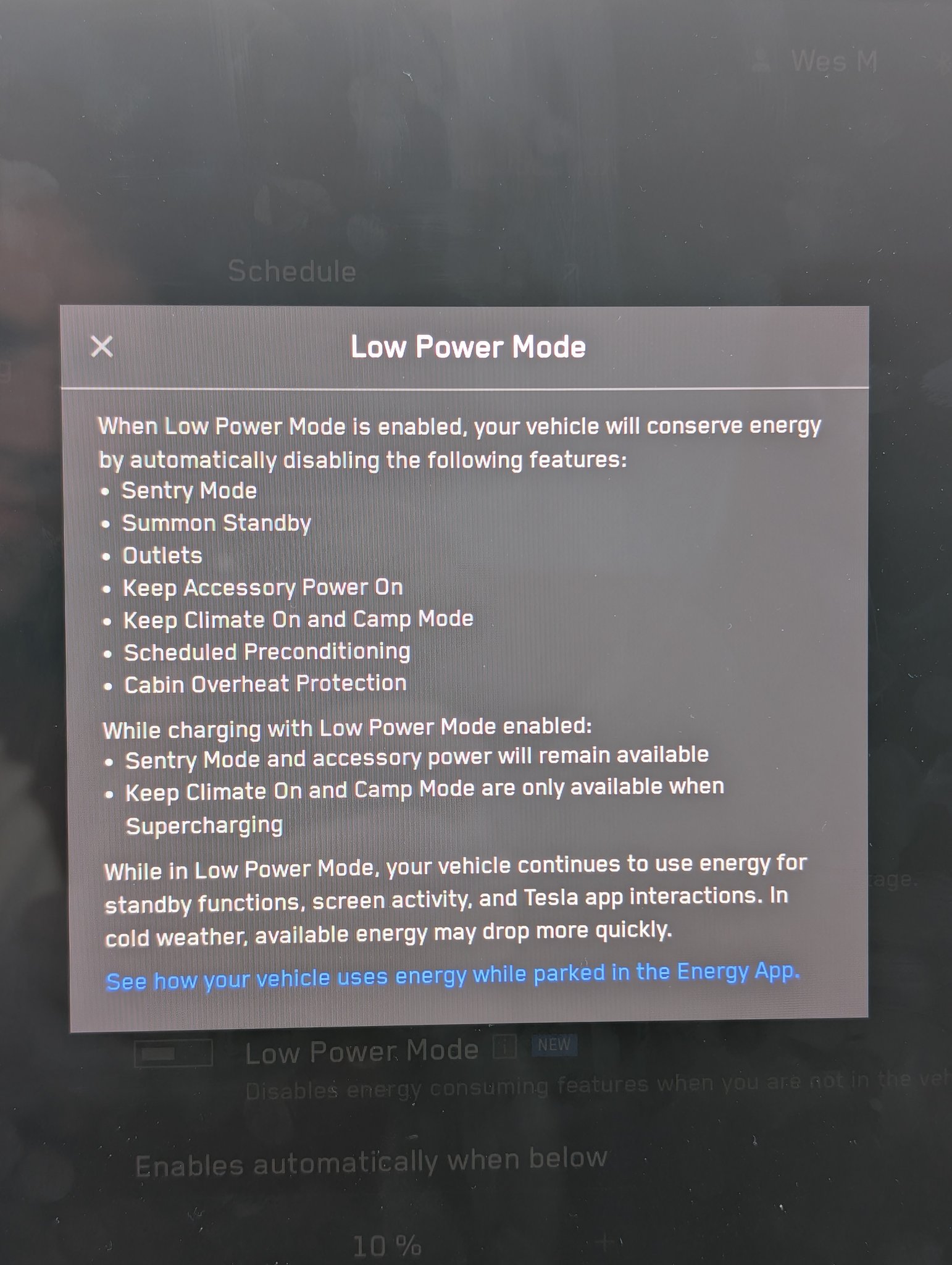 Tesla Modalità a basso consumo