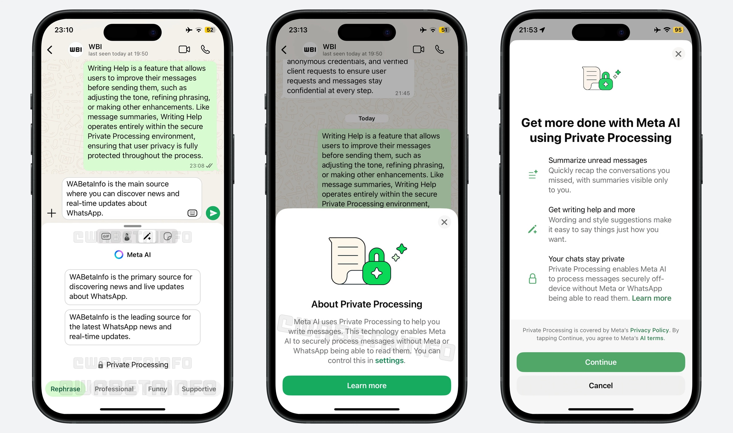 WhatsApp Beta per iOS v25.22.10.74 - Strumenti di scrittura con Private Processing