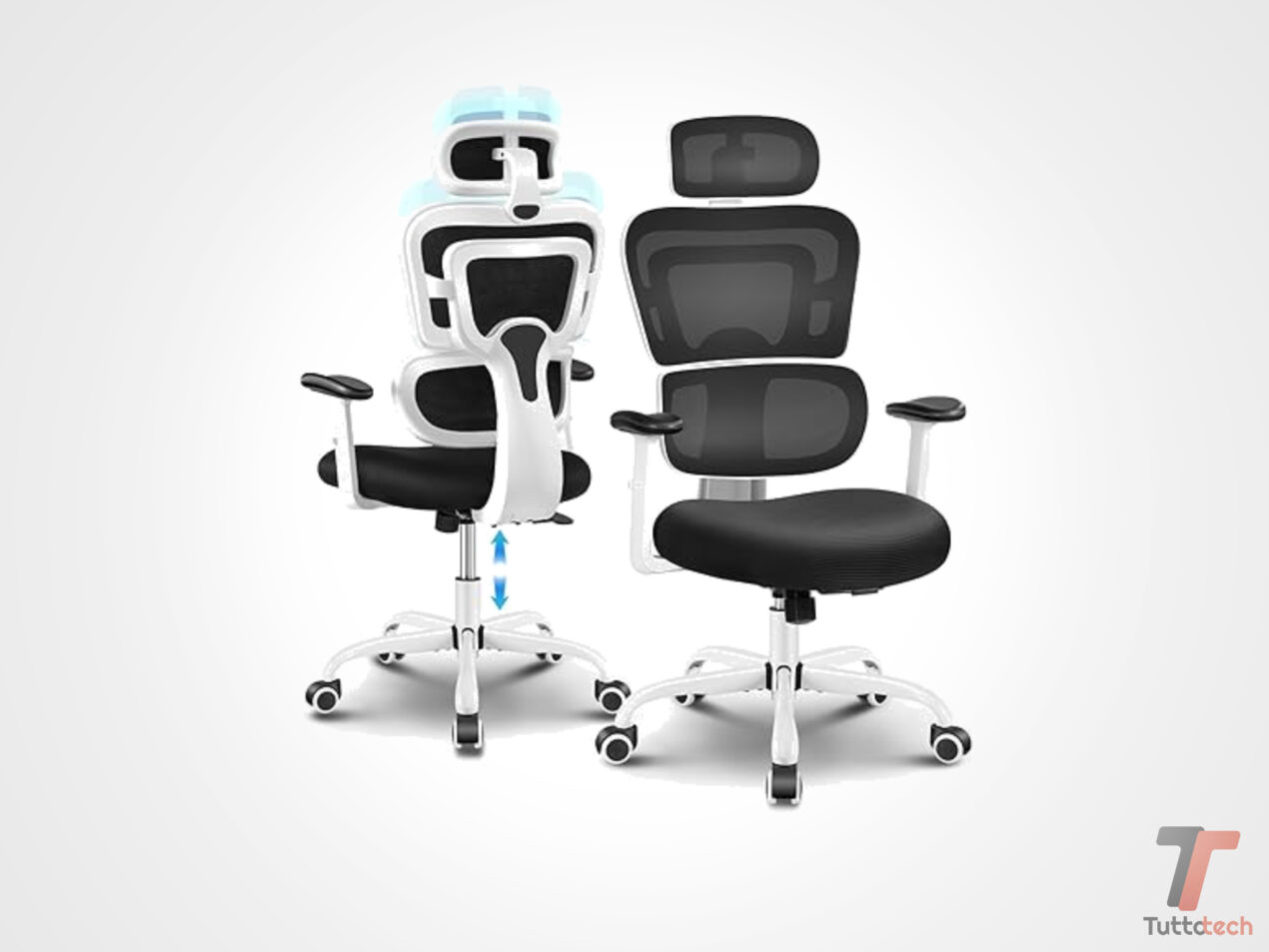 Prezzaccio per questa sedia ergonomica con supporto lombare e braccioli 3D