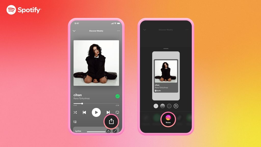 spotify condivisione in tempo reale note instagram