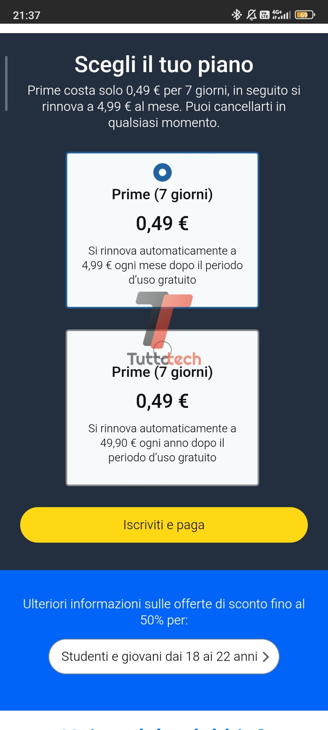 Amazon Prime prova 7 giorni prezzo scontato