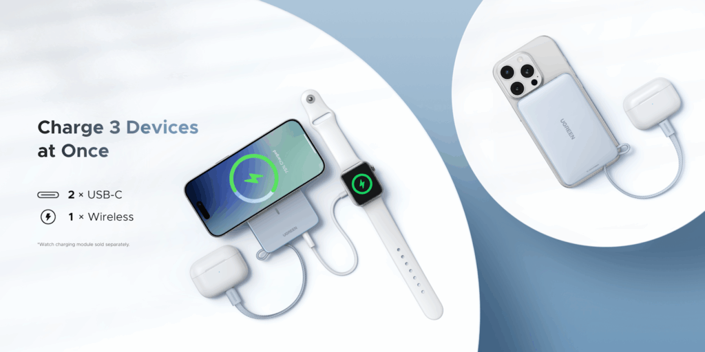 UGREEN MagFlow Magnetic Power Bank 10000 mAh 25W