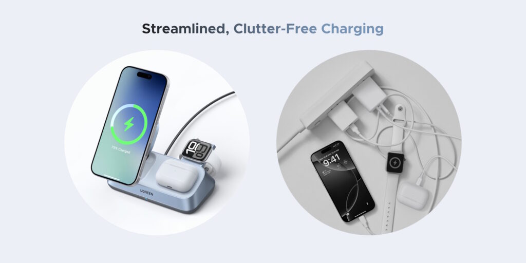 UGREEN MagFlow 3-in-1 Magnetic Wireless Desktop Charger 25W