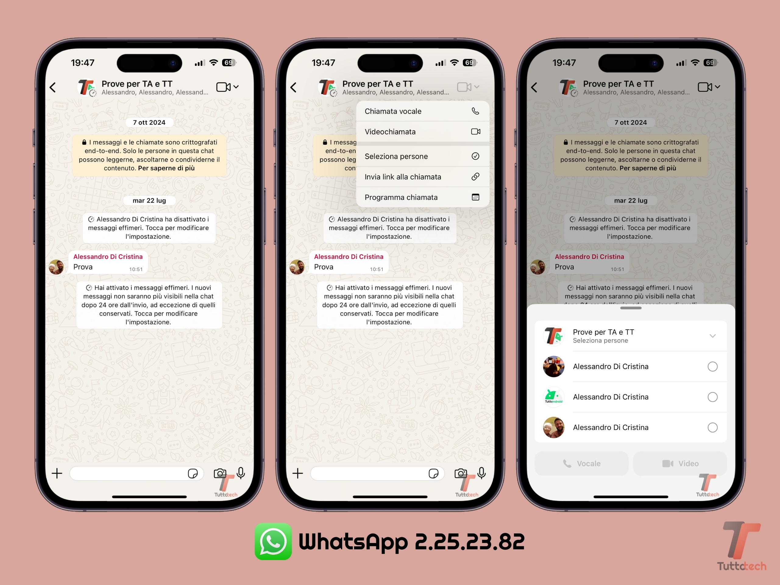 WhatsApp per iOS v2.25.23.82 - Menù chiamata
