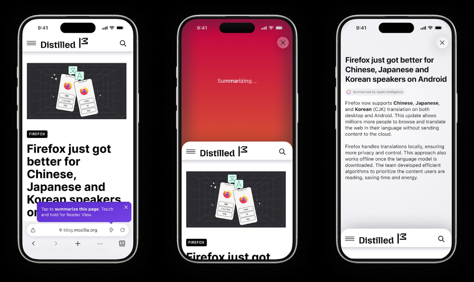 firefox ios scuoti per riassumere