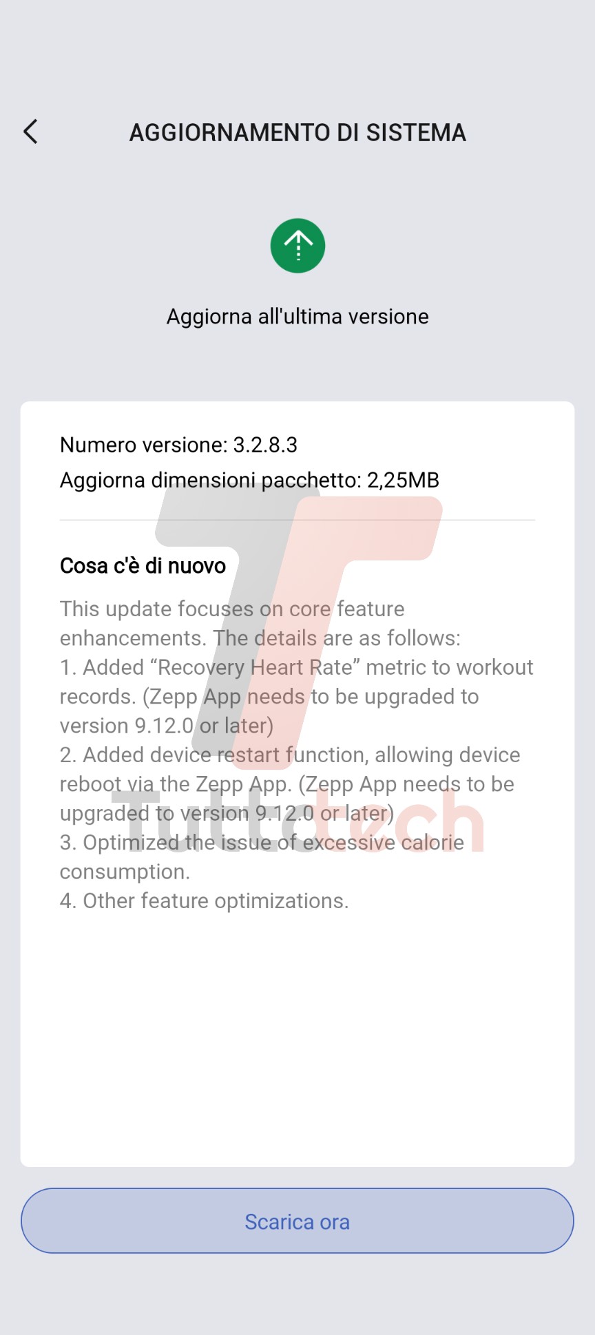 amazfit helio strap aggiornamento 3.2.8.3