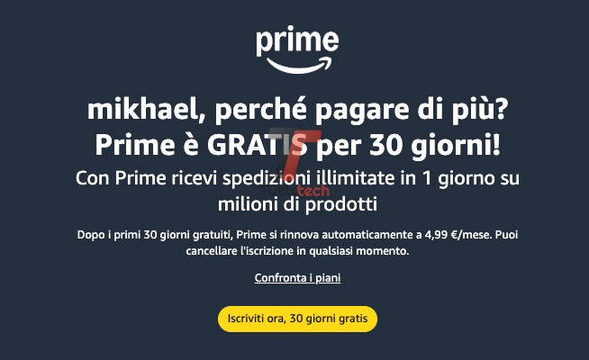 Amazon Prime prova gratuita 30 giorni