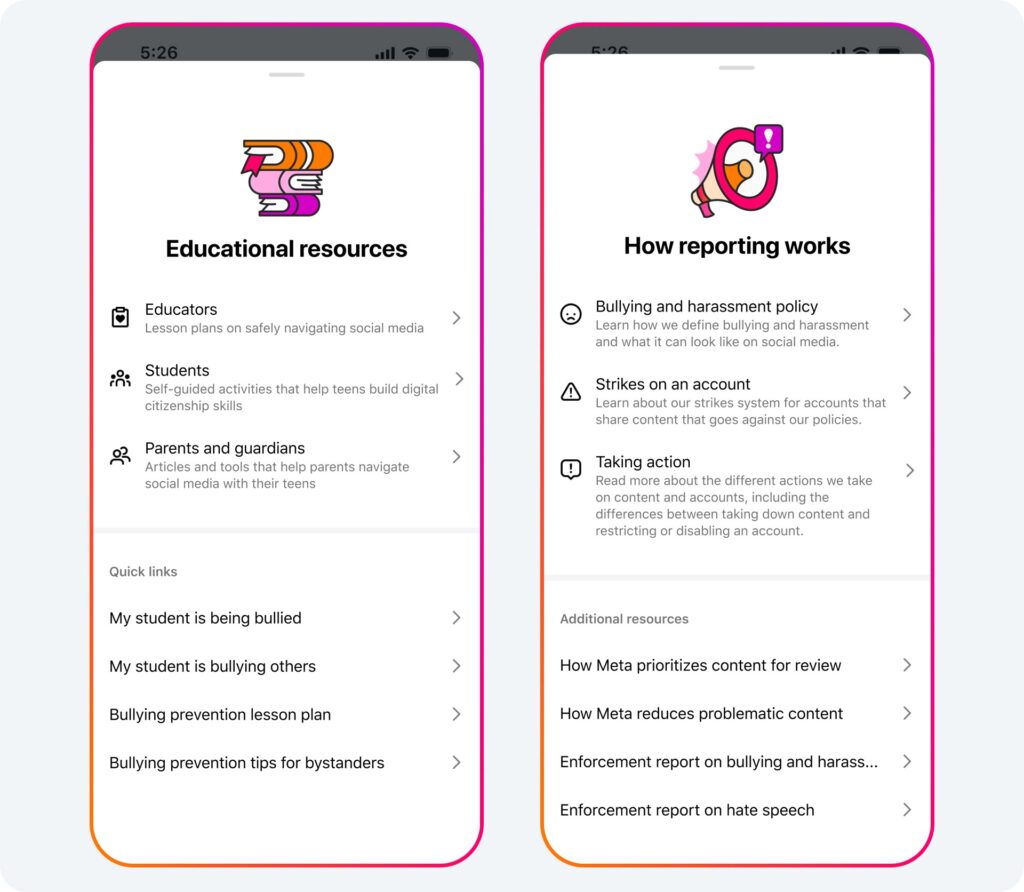 meta account adolescenti