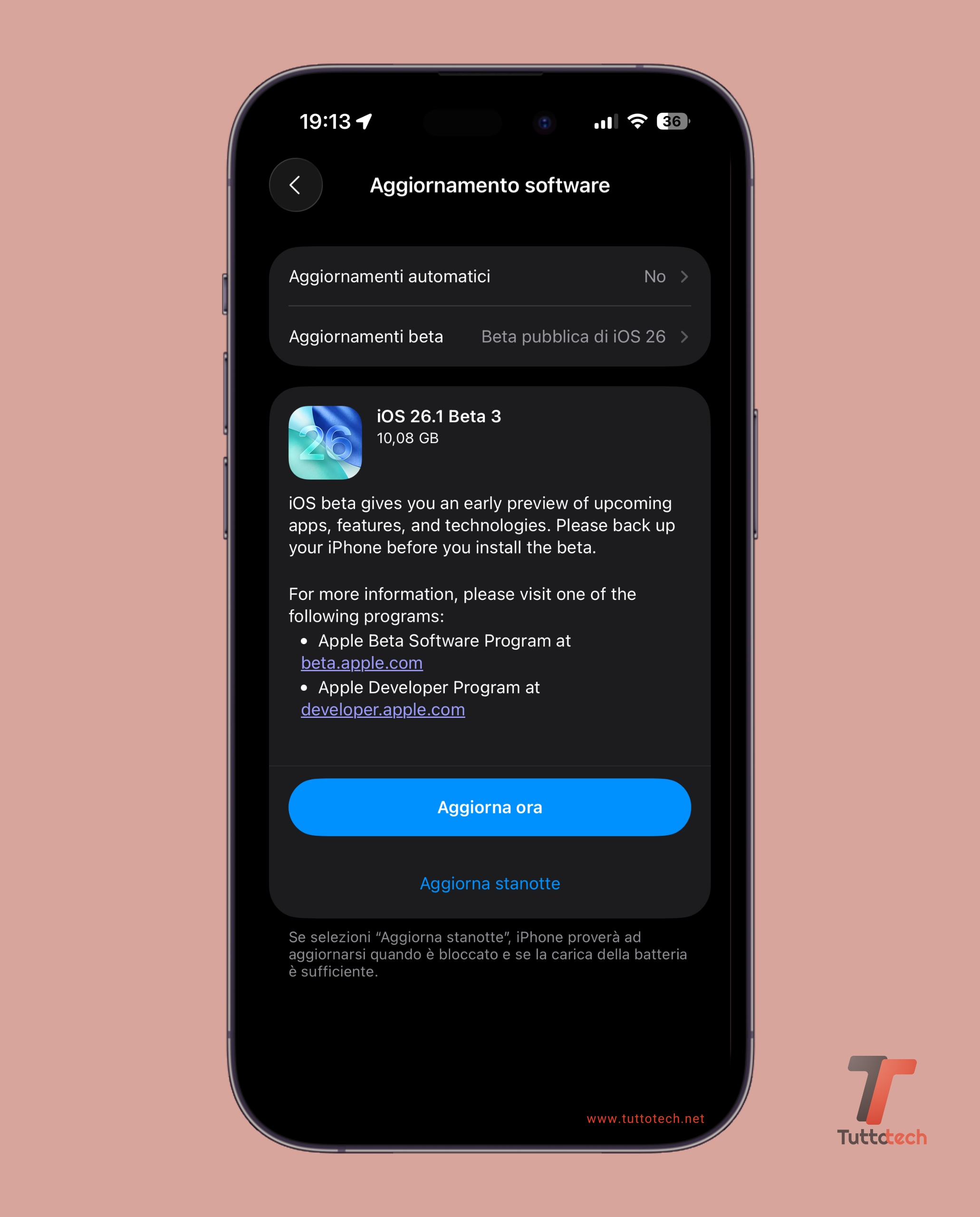 Apple iOS 26.1 PB3 on iPhone 14 Pro